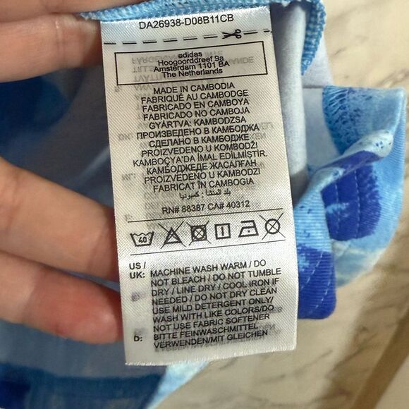 NEW Adidas Floral Graphic Single Jersey Dress Blue Size M - Picture 8 of 13